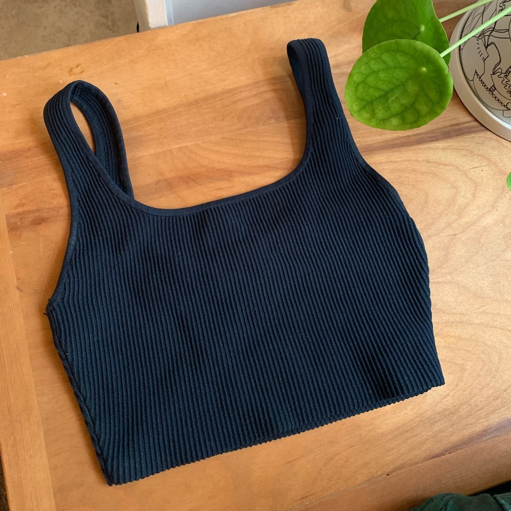 Babaton Ribbed Knit Crop Tank Top